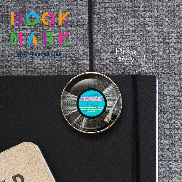 アニソンレコードのクリップ型しおり　栞　ブックマーク　ブックマーカー　No.259