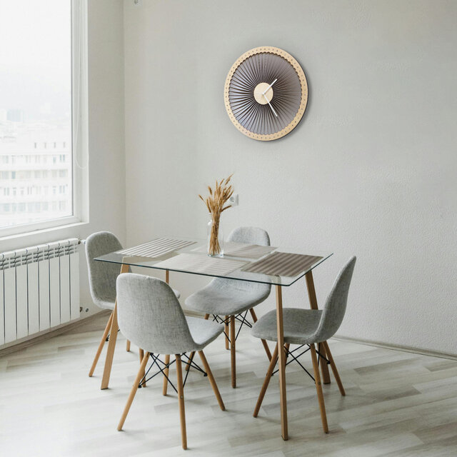 Turbine - 木材 + プラスチック製の大型壁掛け時計、現代産業壁アート