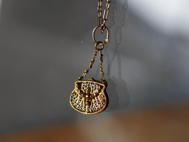 専用　フィリグリー　K18　フランスアンティーク　アンティークジュエリー FN-13】 フィリグリー K18 チャーム ネックレス フランスアンティーク