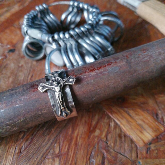 白銅シルバー＆真鍮ブラスゴールド キリストクロス/十字架 指輪サイズ