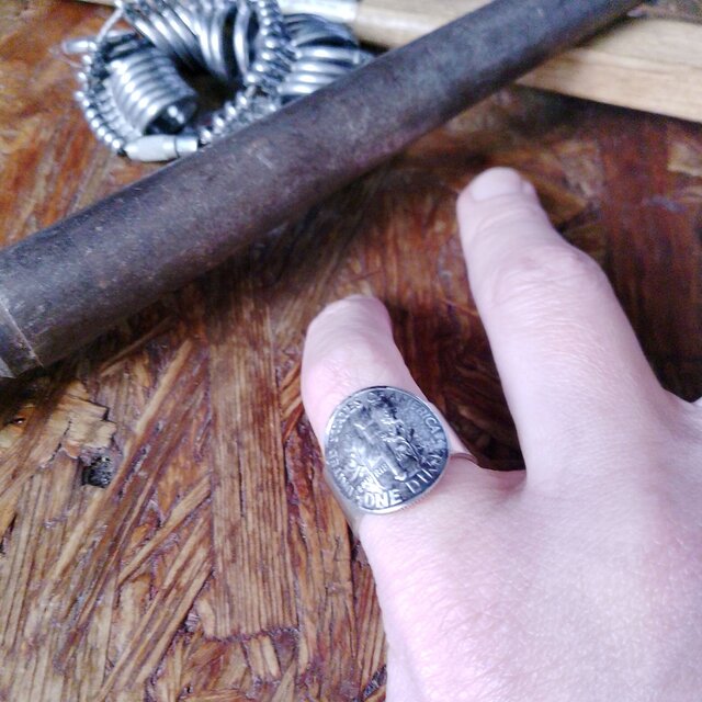 白銅シルバーカラー　アメリカコインリング　指輪サイズ調整OK　1号～40号　結婚式やイベント、ペアリング製作も可能