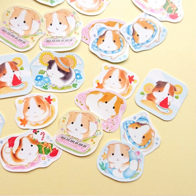 モルモットちゃんのフレークシール A…24枚入(8種類×各3枚)