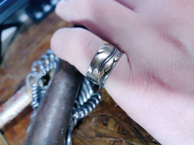 白銅シルバー＆真鍮ブラスゴールド・フェザー/羽3指輪 1～40号サイズ