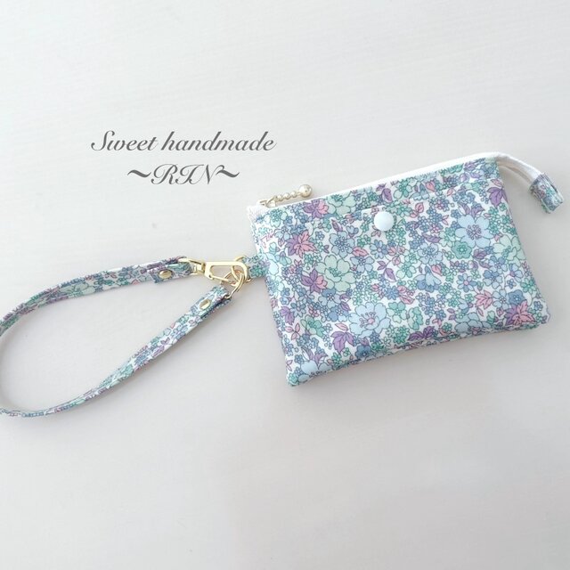 ビニール袋も！ミニ財布ポーチ（ラミネート）〜デコレクションズ・FORGET ME NOT - blue〜