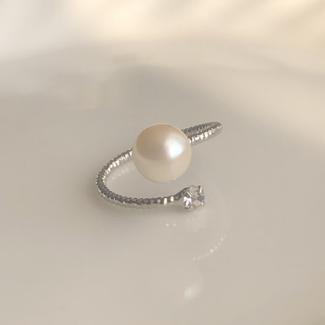 天然あこや　本真珠　アコヤ　あこやパール　指輪　シェル　ビジュー　バロックパール　