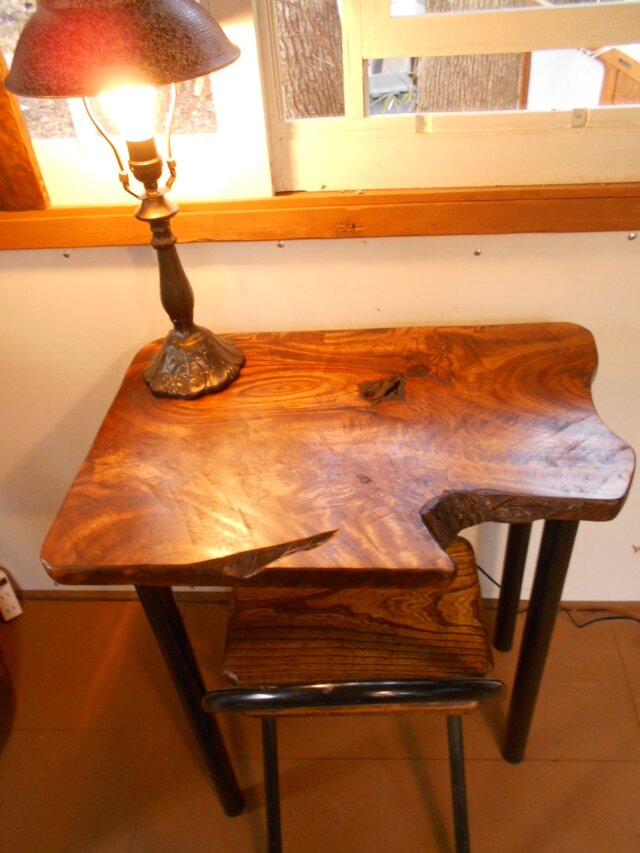 超自然形　けやきアイアンテーブルイスセット　01－14