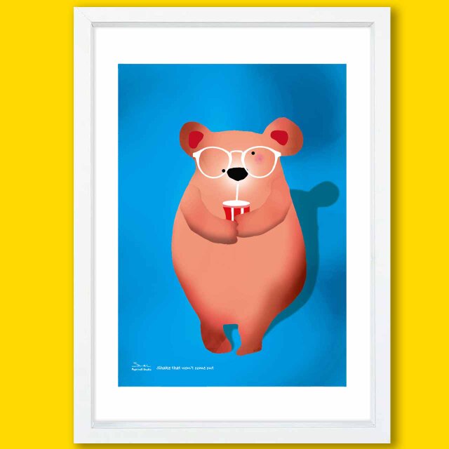 出てこないシェイク　クマ　送料無料　個性が見つかるサイト　イラスト　アート　ポスター　アートポスター　A4〜A0　 　3300