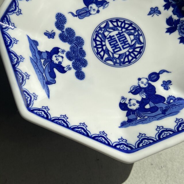 骨董　染付　四角皿　八角皿 骨董染付四角皿八角皿
