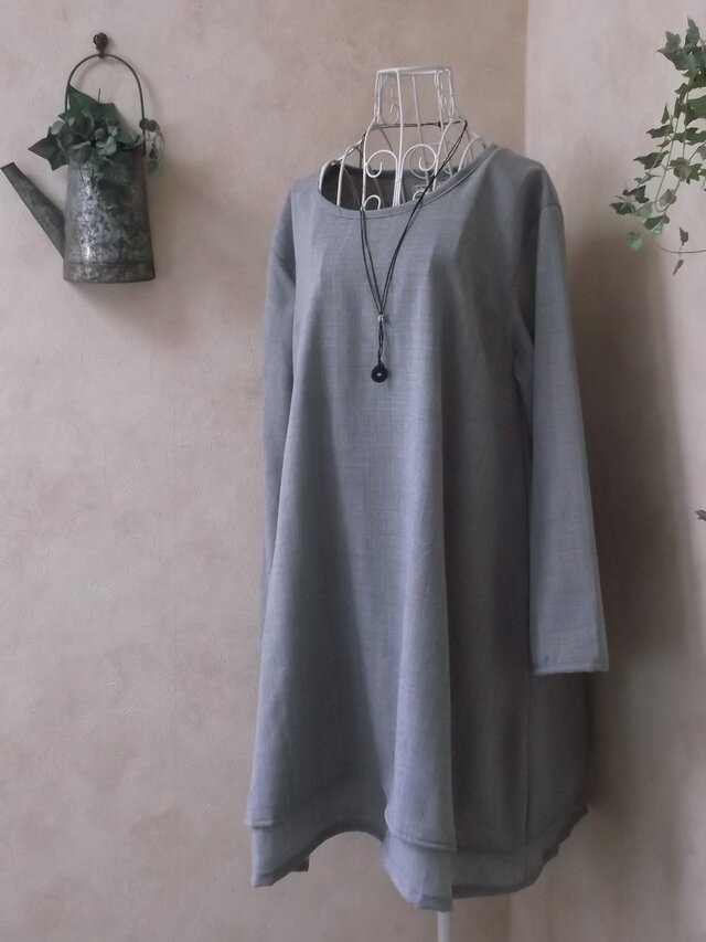 <のり様ご予約品>ウールガーゼのAラインのワンピースの画像1枚目