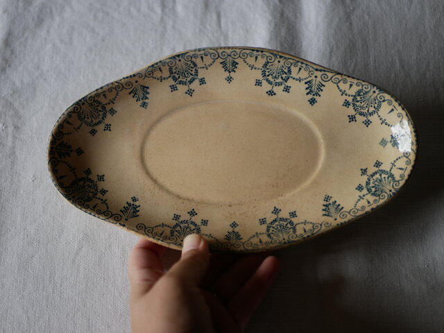 美品】 フランスアンティーク ラヴィエ ONNAING窯 プレート ピンク