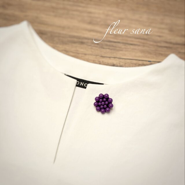 circle motif  カラービーズのミニサークルブローチ〈spice〉pansy purple