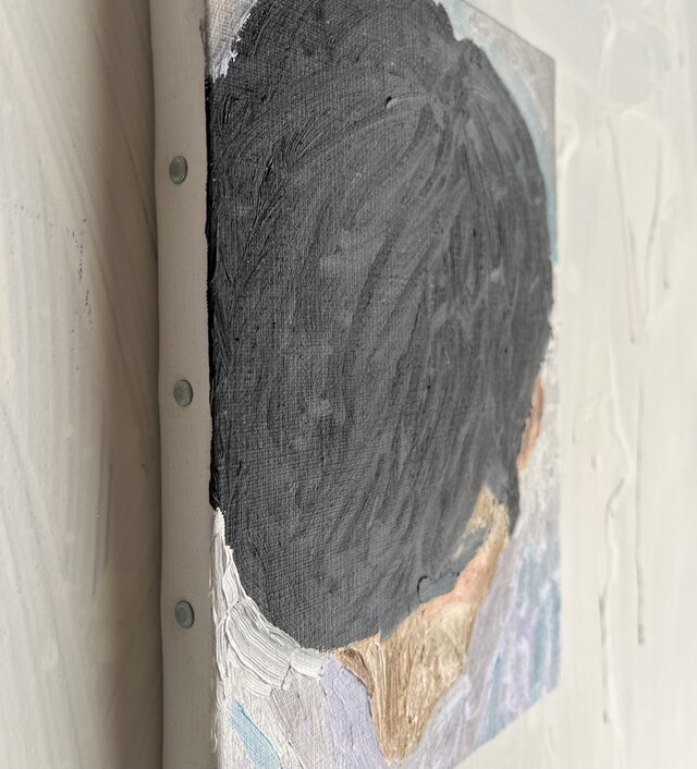 お礼や感謝伝えるプチギフト 16×23㎝「下を向く男」油彩・原画・サムホールサイズ iichi | 絵画