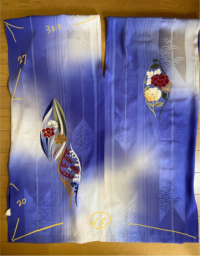 ハンドメイド作家様アンティークブルー色 長袖チュニック 限定 1品