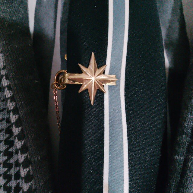 真鍮ブラス製　スパークスターミニタイクリップ　結婚、成人式、古着ファッションのネクタイピンに