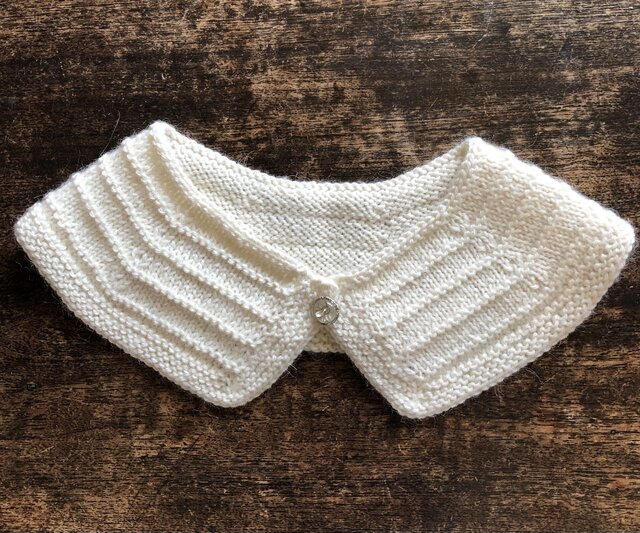 手編みニット カシミヤシルク入り混紡付け襟#オフホワイト | iichi