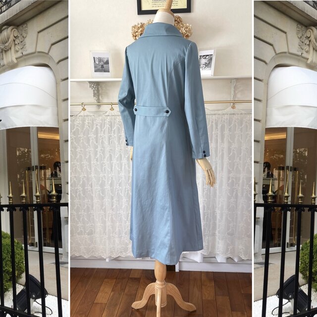 RAI-ATELIER リネンフレアワンピース　スモーキーブルー　作家 RAI-ATELIER リネンフレアワンピース スモーキーブルー 作家