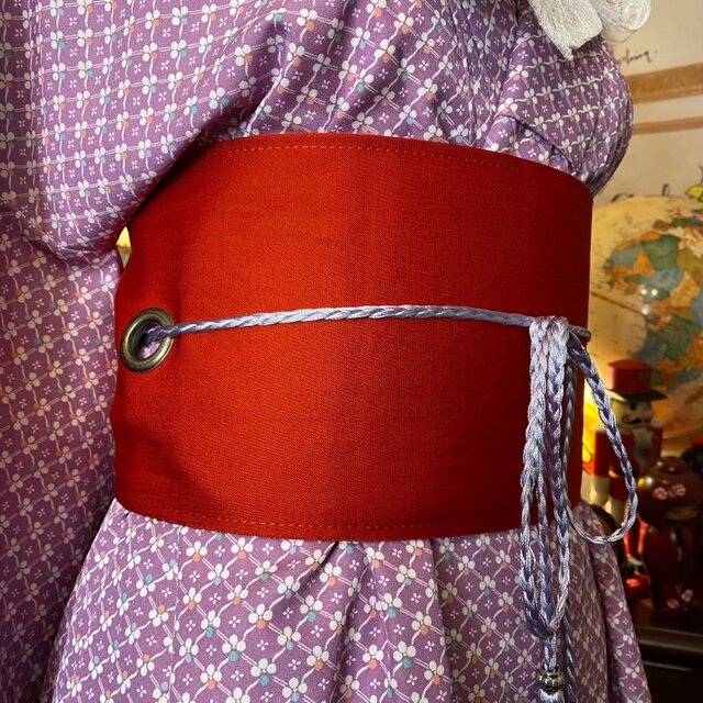 展示品　◇着物リメイク◇  ドッキングワンピース　赤チェック　ベルト付き vanityME.onep 赤チェックワンピース ドレス レッド vim-230969-1a