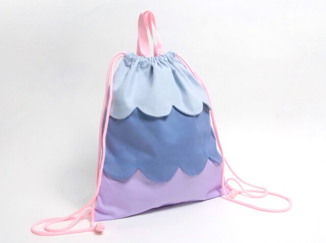 小さいサイズ) スカラップデザイン お着替え袋 マーメイドブルー Kids