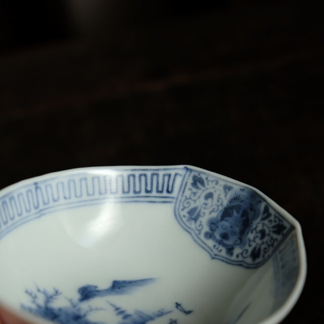 最新 中国美術なデザイン◇常峯特製 瀬戸焼 黒染付変小鉢 深皿 馬と人 工芸品
