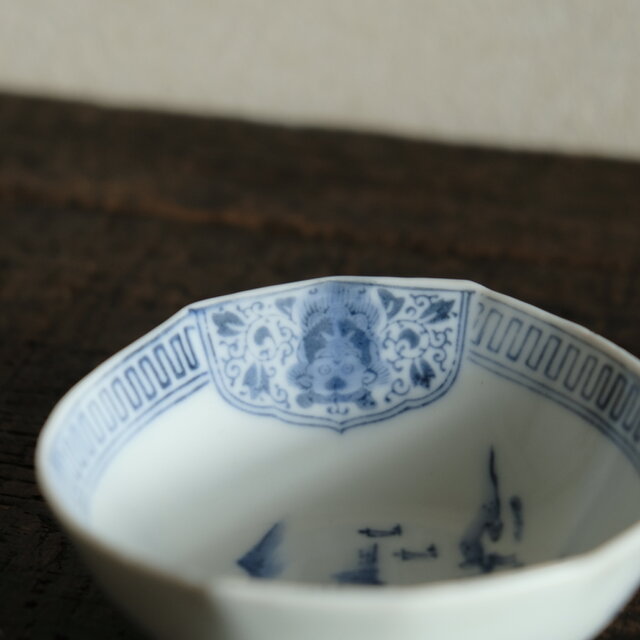 中国美術なデザイン◇常峯特製 瀬戸焼 黒染付変小鉢 深皿 馬と人