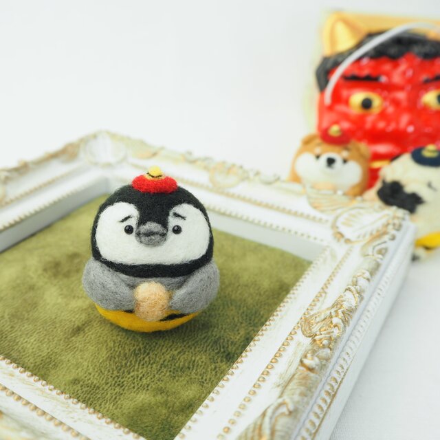 受注製作】‐節分コスプレ‐まゆペンギンのヒナおに(赤鬼・青鬼) 羊毛
