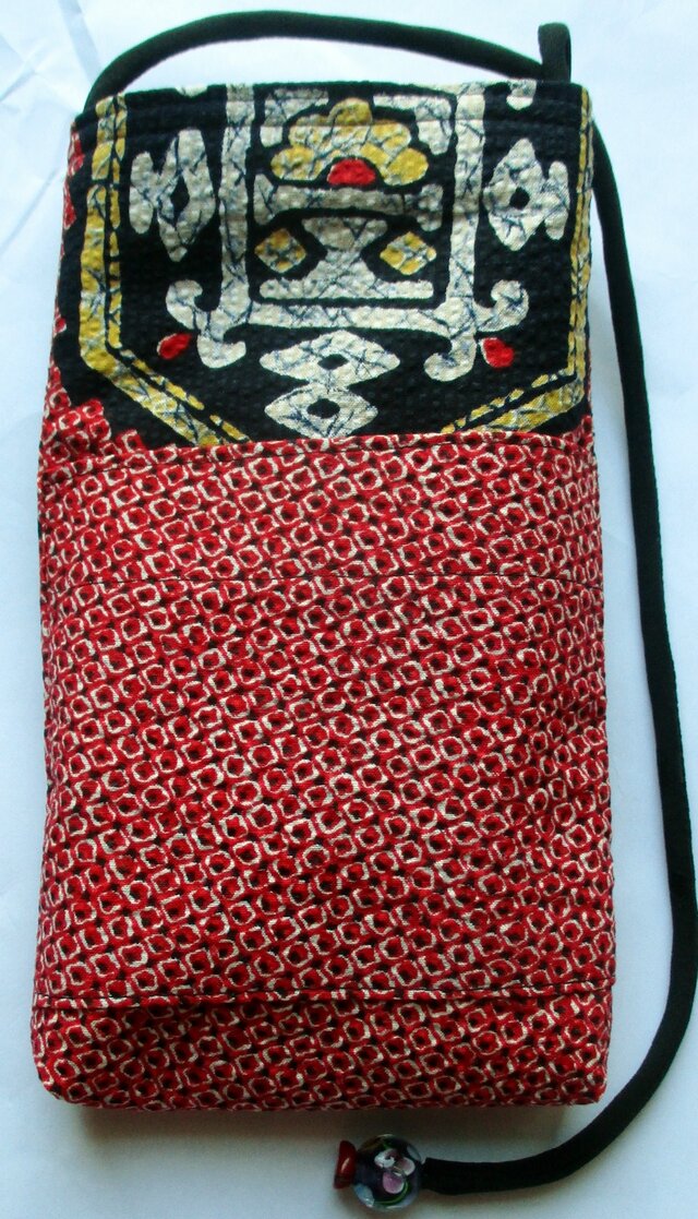 ８１１９　絞りの浴衣地で作ったスマホポーチ#送料無料