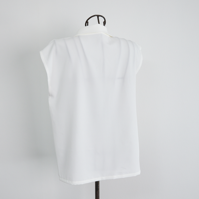 ベルト付✨アシンメトリー✨sacai シフォン メッシュ プリーツ ブラウス アシンメトリー襟 デザイン シフォン ブラウス ホワイト 0486WH