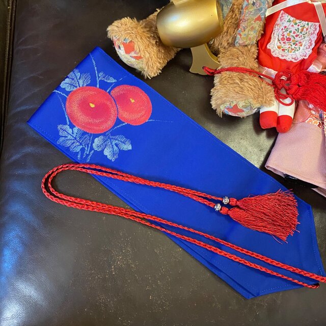 リメイク 着物ロングワンピース 化繊 名古屋帯ベルト付き 和洋折衷 ハ