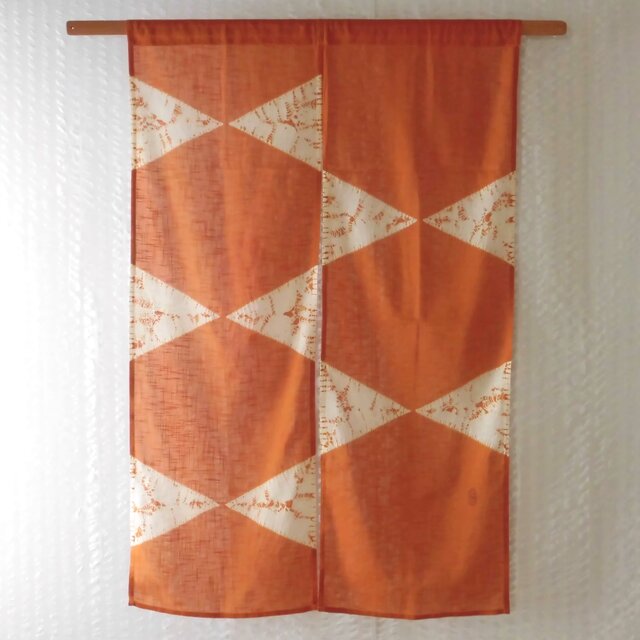 ＊縫い巻き上げ絞りのれん＊【幾何学模様 三角形×六角形】