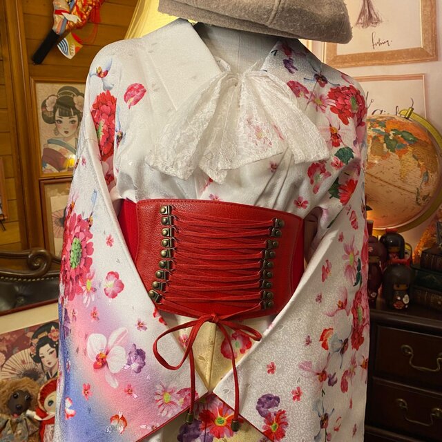 着物リメイク 訪問着 正絹 ワンピース 花柄 ノースリーブ 訪問着 着物