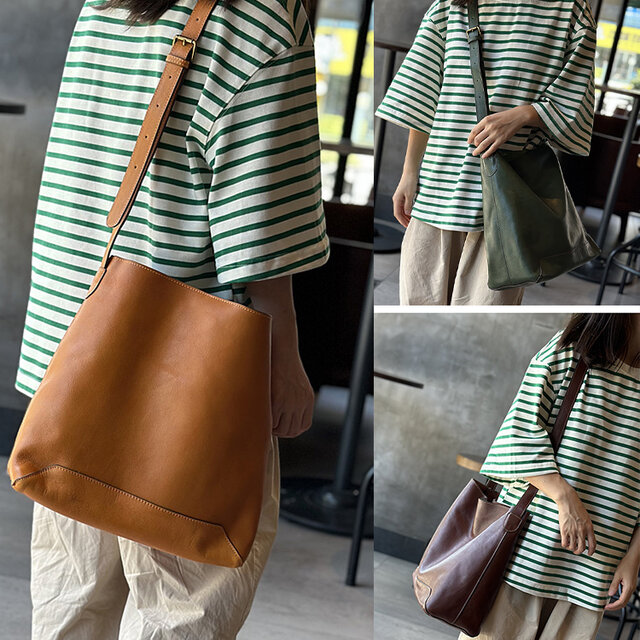 ショルダーバッグ 本革レザー ヌメ革 斜めがけ レディース 縦型