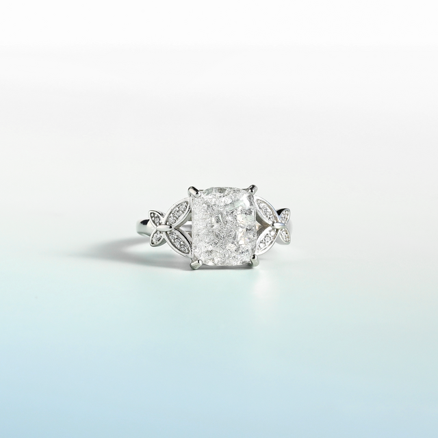 ヴィンテージガラスのリング［クラックルストーン/シルバー］シルバー925/フリーサイズ