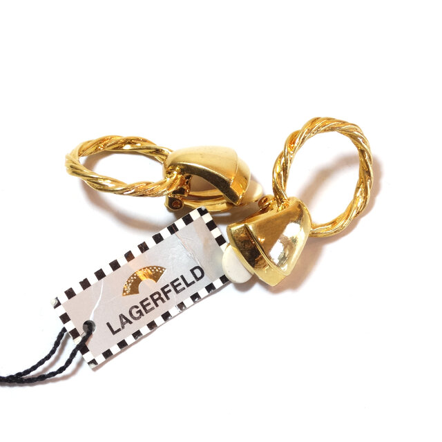 80s France 「Karl Lagerfeld」 Vintage Gold Tone Design Earrings