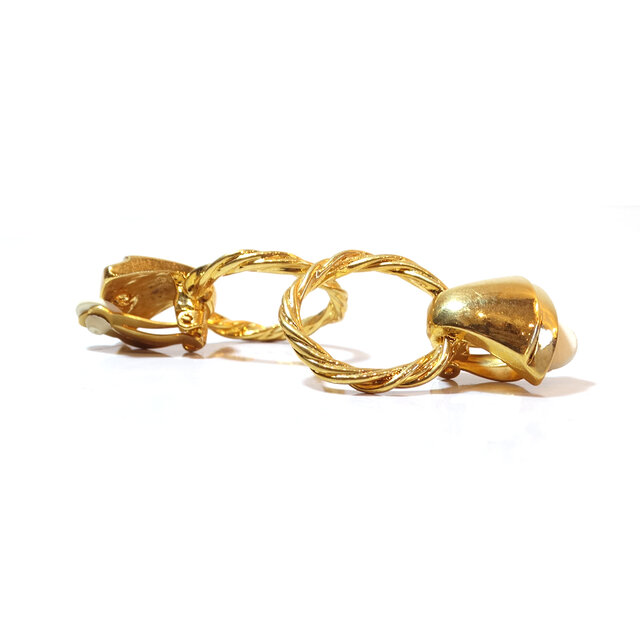 80s France 「Karl Lagerfeld」 Vintage Gold Tone Design Earrings