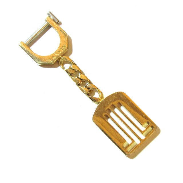 LANVIN Vintage Gold Tone Logo Keychain