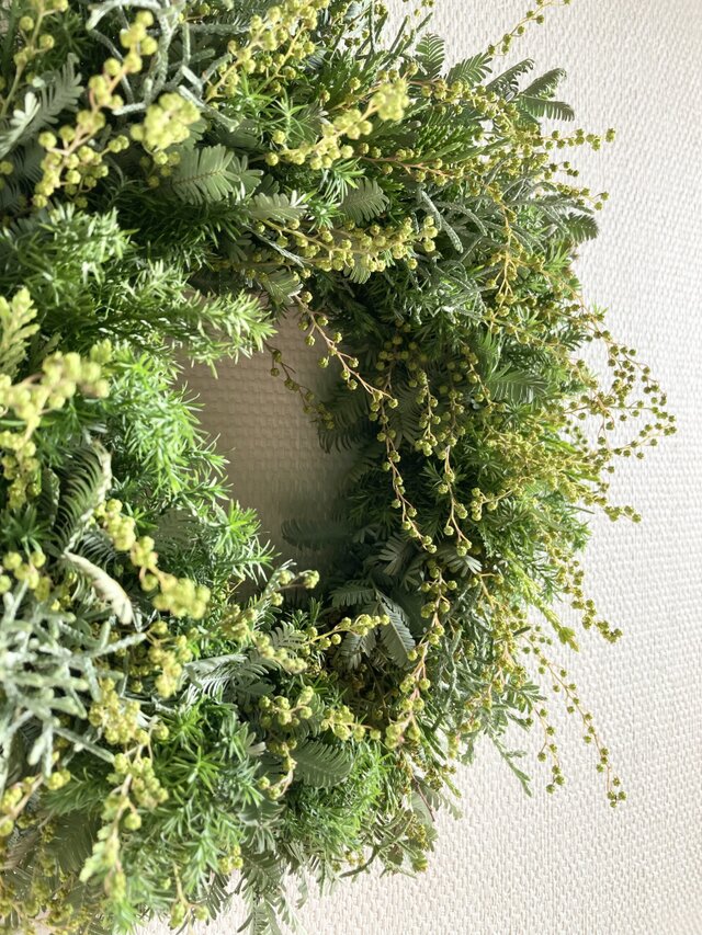 ♦受注制作♦ 春を待つ蕾ミモザのリース♬