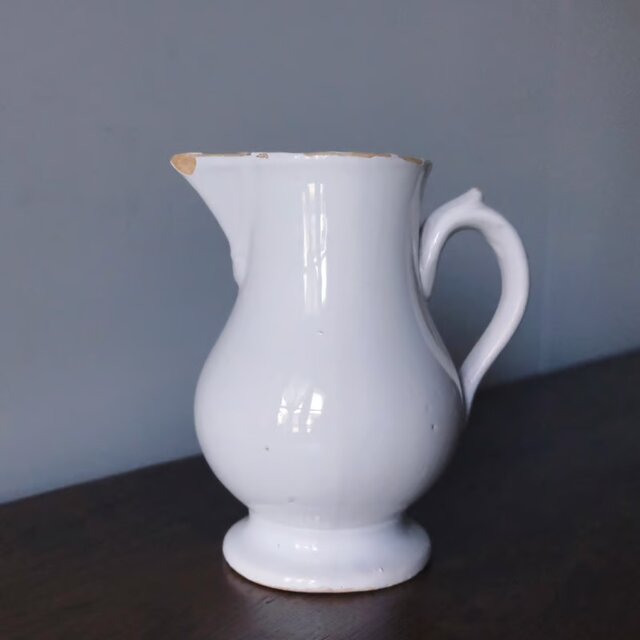 フランスアンティーク　ショワジールロワ　白　ピシェ　ピッチャー　花瓶　美品 フランスアンティーク ショワジールロワ 白 ピシェ ピッチャー