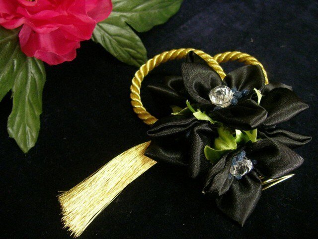 ヘッドドレス(ブラックフラワー)の画像1枚目