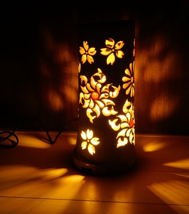 ◆両面彫◆竹灯り・竹あかり・竹灯籠　 ～～ 癒しの灯り ★光の紋章★～～