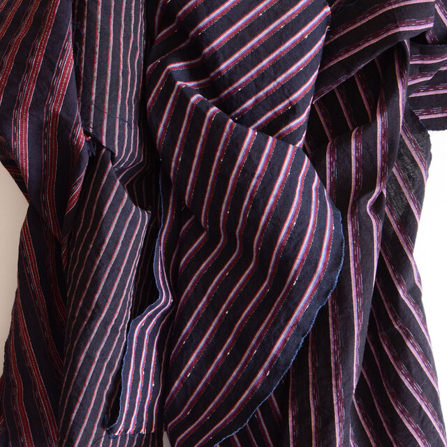 【木綿古布端切れ4枚セット】藍染etc 縞模様 リメイク素材 ジャパンヴィンテージ ファブリック テキスタイル 昭和レトロ