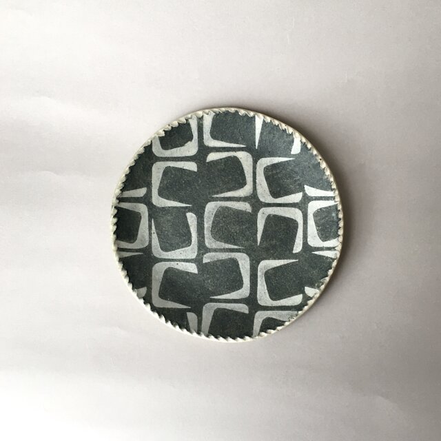 スリップ模様 小皿