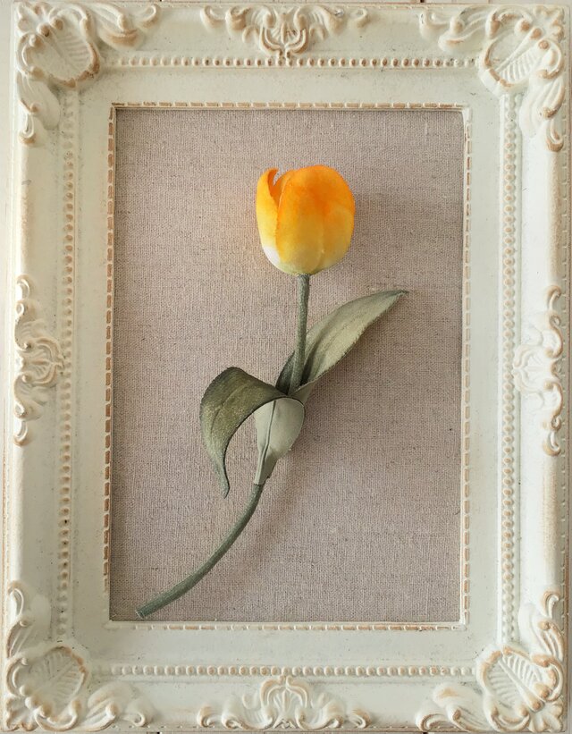 〈染め花〉チューリップの一輪コサージュ(L・イエロー)