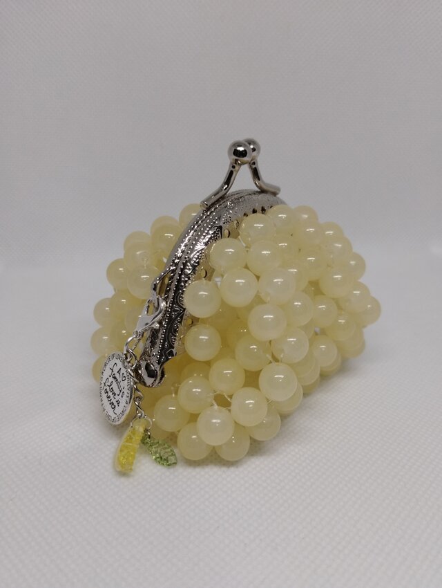 3✿ビーズがま口☆コインケース☆レモンイエロー