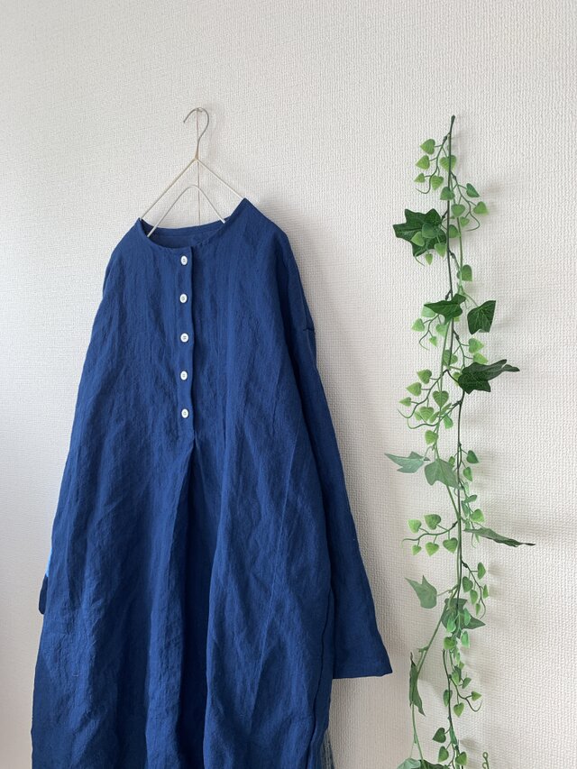 リネンヘンリーネックワンピース