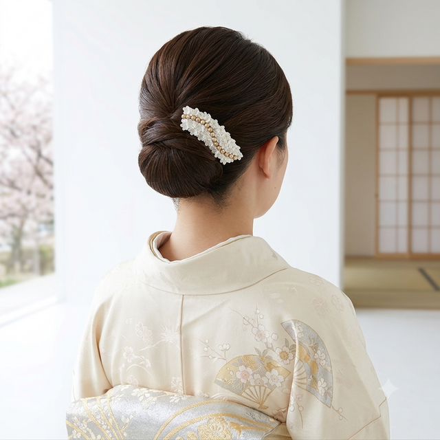 白桜 | 大人の和装髪飾り ヘアコーム | 夜会巻き 訪問着 入学式 卒業式