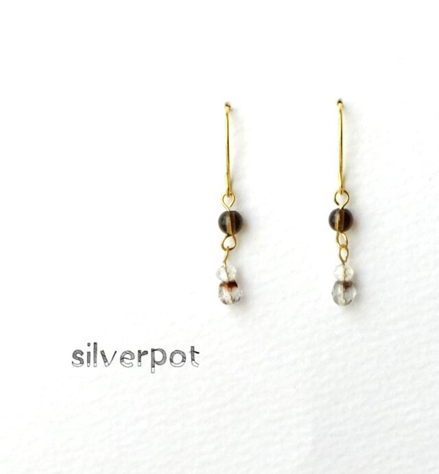 【SALE】G60⑨【1点のみ】スモーキークォーツのプチスイング♪ピアス（パーツ変更可能）