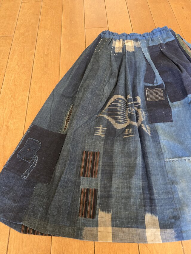 古布 リメイク 手作り BORO 襤褸 パッチワーク スカート | iichi