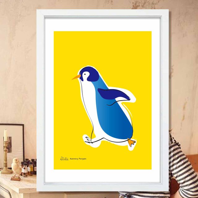 走るペンギン 送料無料 イラスト アート ポスター アート