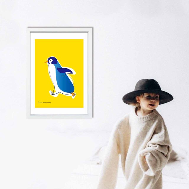 走るペンギン 送料無料 イラスト アート ポスター アート