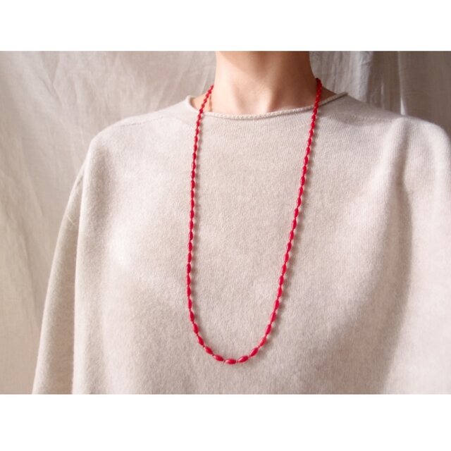 【国内買付】NEEDLES天然石レッドコーラルロングネックレス レッドコーラル ラウンドカット2mm 1連(ネックレス)｜天然石